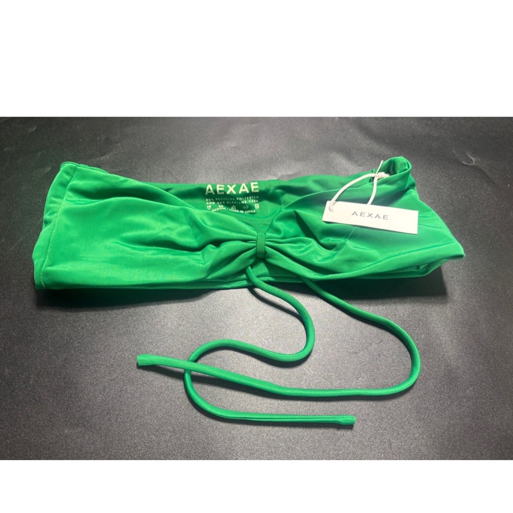 Aexae Micro Tie Neck Top Green Recycled Bikini Swim Bandeau‎ Aexae71 Women's Med